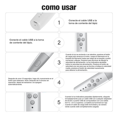 Pluma Impresión 3d Inalámbrico, Recargable, Para Pcl 1,75 Mm