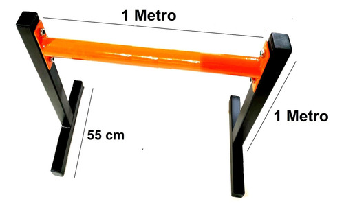 Barra Paralela Chão Calistenia Remada Invertida 100x100cm Cor Laranja-claro