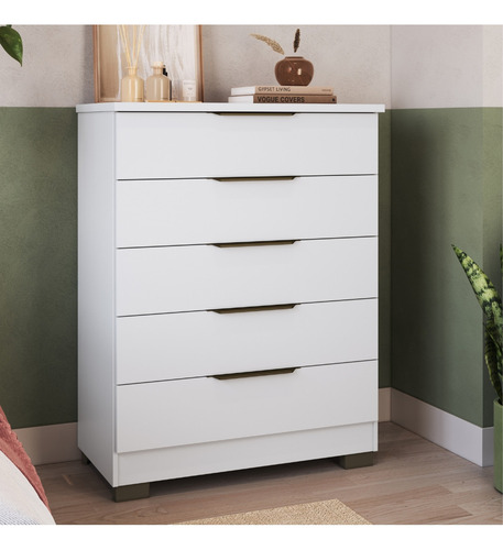 Cômoda 5 Gavetas Com Pés Lins Faimec Cor Branco