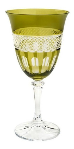 Taca Vinho Cristal Lapidada Verde 360ml Bohemia Kleopatra1