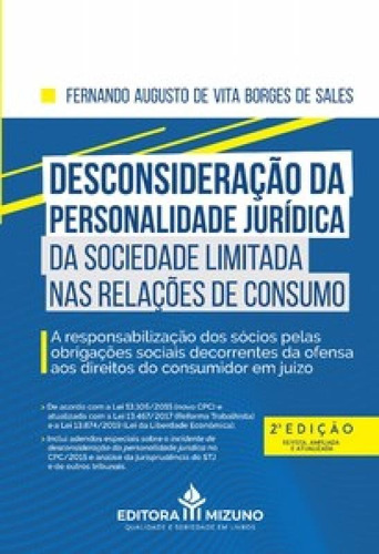Desconsideração Da Personalidade Jurídica Da Sociedade Li, De Sales De. Editora Jh Mizuno, Capa Mole Em Português