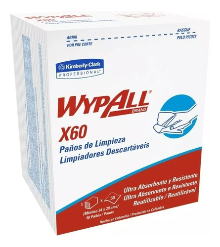 Paño De Limpieza Wypall Absorción De Líquidos Blanco 50u