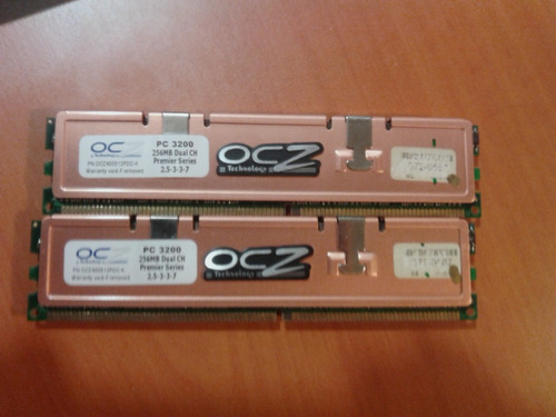 2 Memorias Ocz Ddr Pc 3200 De 256 Mb C/u Para Dual Chanel