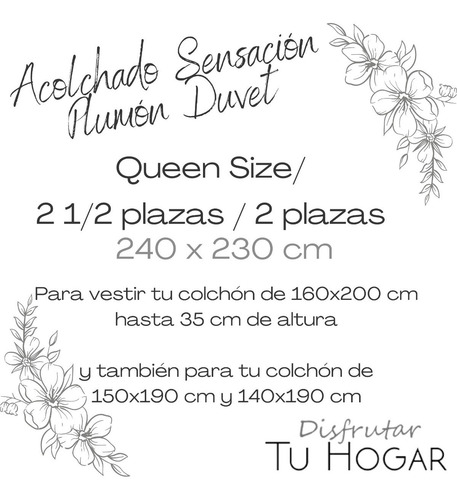 Acolchado Edredon Queen Size Sensación Plumón Duvet Oregon