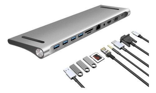 Hub11 En 1 De Tipo C A Usb*4/tipo C/hdmi/vga/ethernet/3.5mm 