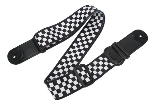 Correa De Guitarra Ajustable A Cuadros En Blanco Y Negro Con