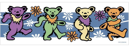 Grateful Dead Dancing Bears And Daisy Flowers - Adhesivo Par