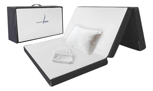 Pack Colchón Matrimonial Plegable + Sábanas + Almohada Blanco