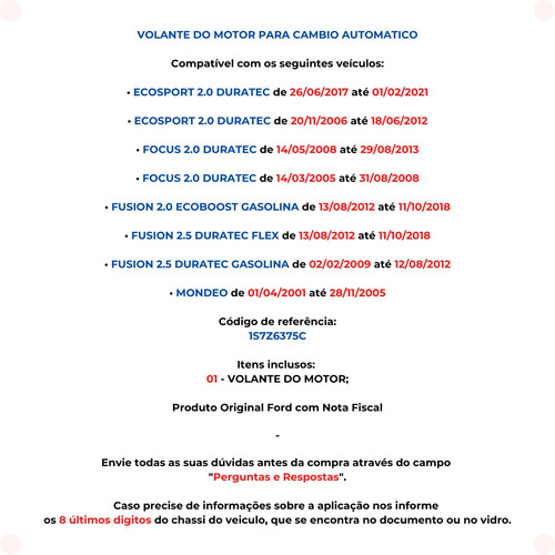 Volante Motor Cremalheira Ecosport 2.0 Automatica 2017-2021