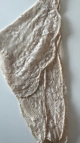 Antigua Mantilla Mantón Velo Cabeza Vintage Novia Iglesia Crema