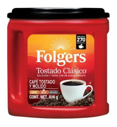 Café Tostado Y Molido Folgers Clásico 816 G