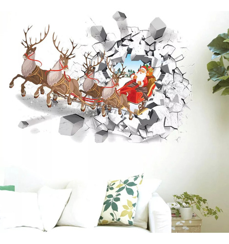 . Pegatinas De Pared De Navidad Creativo 3d Santa Claus
