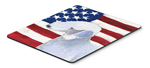 Mouse Pad Bandera Usa Con Bedlington Terrier, Multicolor