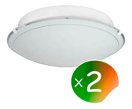 Imagen 1 de 9 de Pack X 2 Plafon Redondo Vidrio Curvo Satinado 30cm 2 Luces