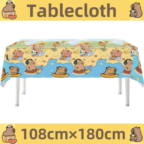 Mantel Capibara Fiesta Mantel Capybara Fiestas Capibara 1pz Multicolor Capibaras Mantel Capibara Fiestas