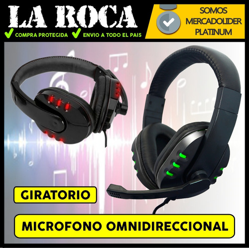 Imagen 7 de 10 de Auricular Gamer Pc Ps4 Xbox Gaming Con Microfono Led Envios