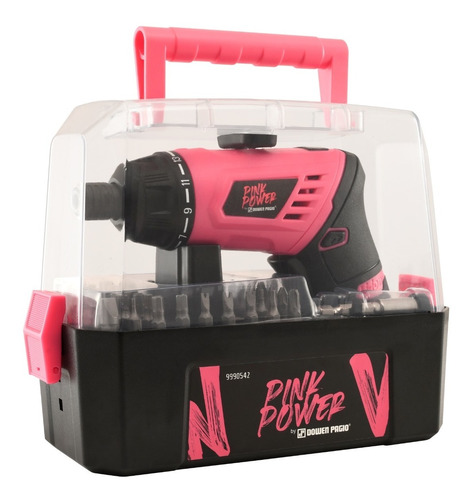 Atornillador Batería Pink Power Con Accesorios Dowen Pagio Color Rosa