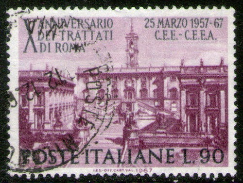 Italia Sello Usado 10° Tratado Mercado Común Europeo 1967