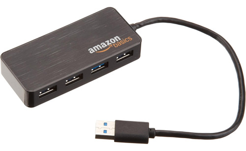 Hub Básico De 4 Puertos Usb A Usb 3.0 Con Adaptador De Corri