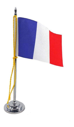 Mini Bandeira De Mesa Da França 15 Cm Poliéster
