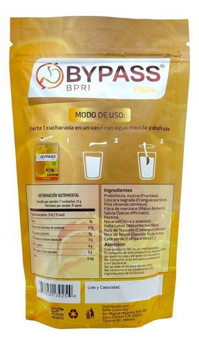 Bypass Fibra Sabor Naranja 250 G Bpri.