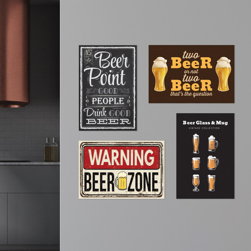 Placas Decorativas Frases Cerveja 20x30cm Kit 4un