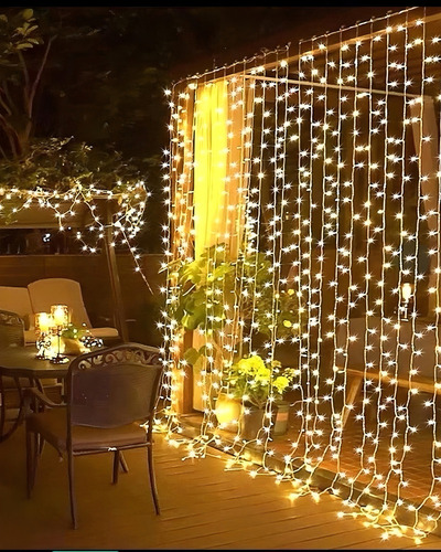 A Cortina Led Solar Cascada Navidad 3x2 Calidas