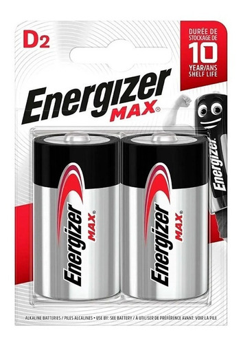 Pila Energizer Max D Pack X2 Unidades Potencia Duradera D2