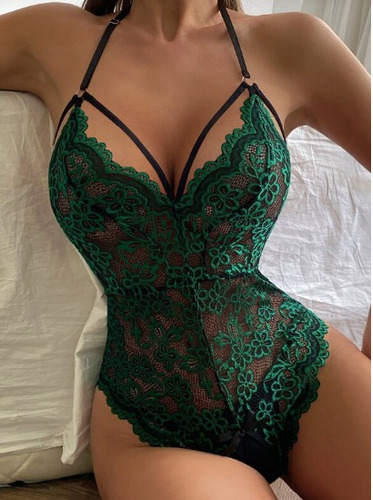 Body Con Encaje Floral Arnés Sin Entrepierna