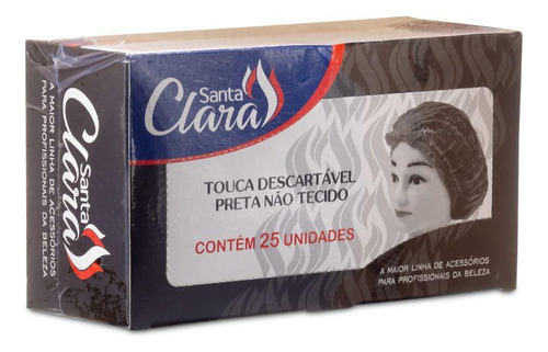 Kit 25 Touca Descartável Tnt Com Elástico Preto Santa Clara 