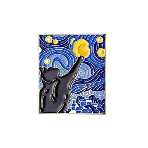 Pin Broche Metálico Gato Impresionismo Van Gogh Arte