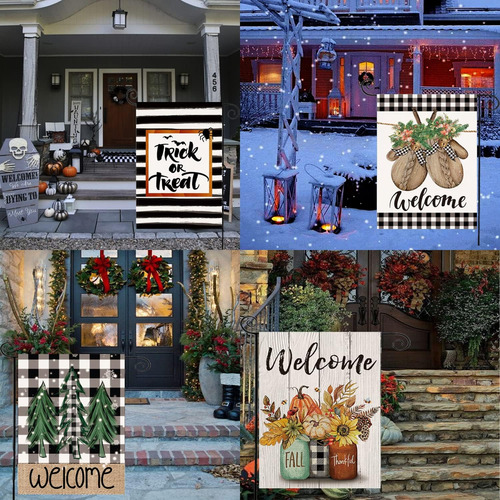 Seasonal Garden Flags Set,double Sided 12.5 X 18 Inch Yard F