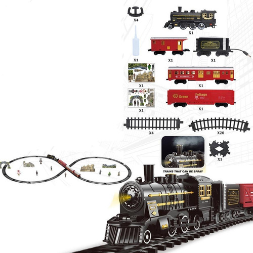 Set De Tren Eléctrico, Divertido Juguete Para 4 Vagones