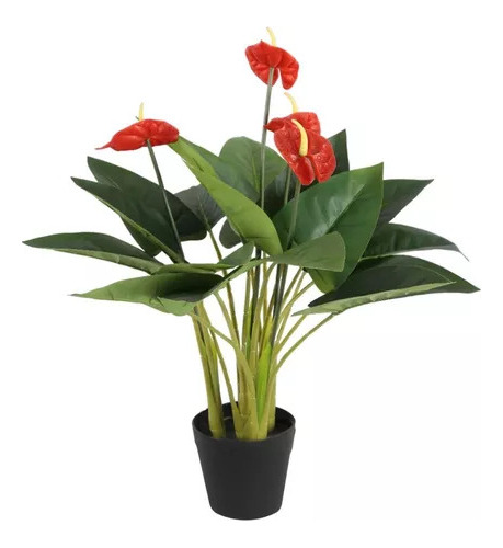 Planta Artificial Flor De Flamenco Anthurium 75 Cm