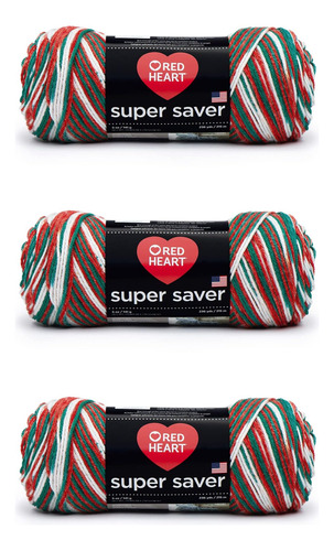 Hilo Red Heart Super Saver, Paquete De 3, Muérdago, 3 Unidad