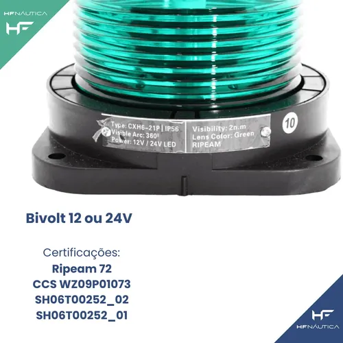 Luminária De Navegação 12m 50m Cxh6-21p Verde 360º | MercadoLivre