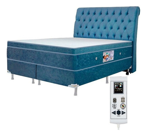 Colchão Magnético King 30cm Alt. Infra Bio Massageador Cromo Cor Azul