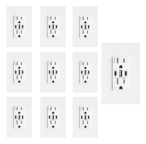 Amerisense Gan - Toma De Pared Usb De 30 W, 6 Amperios, 3 Pu