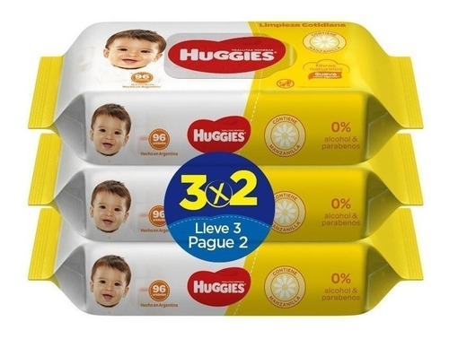 Toallitas De Bebé Sin Alcohol - Con Manzanilla - 3x2 Huggies