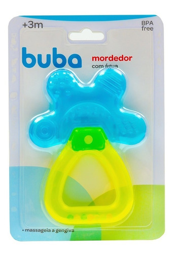 Mordedor Com Água Baby Bebe Barulho Azul E Amarelo 6139 Buba Chocalho