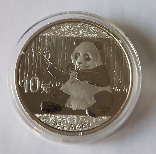Moneda Panda Chino Plata 999 10 Yuan 2017 30 Grs. Cápsula