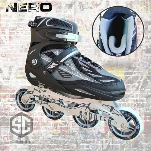 Imagen 7 de 10 de Rollers Profesionales Extensible Scooter Italy Aluminio Nero