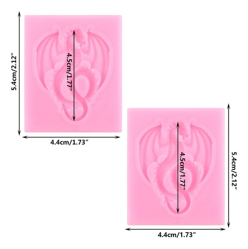 2pcs Molde De Silicona Volar Dragón Chocolate Fondant Resina