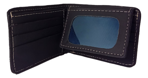 Billetera De Cuero Frog Dólar Volante Negro Liso