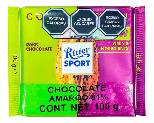 Chocolate Amargo 81% Cacao 100 Gr Ritter Sports