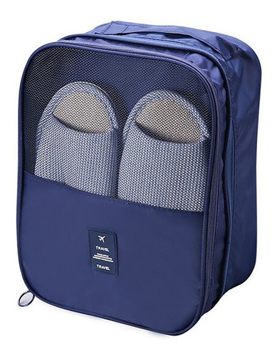 Bag Shoes Necessaire Porta Sapato Sandália Tenis Organizador Cor Azul Desenho do tecido Liso