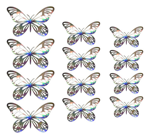 12 Mariposas Plateadas  Con Adhesivo K001-38