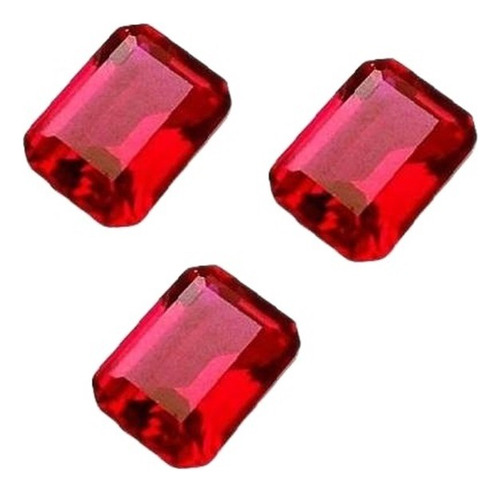 Rubi Pedra Preciosa Preço 3 Gemas 8x6 Mm Retângulo 3167a