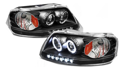 Faros De Lupa Detalles Led Negros Ford F150 1997 - 2003