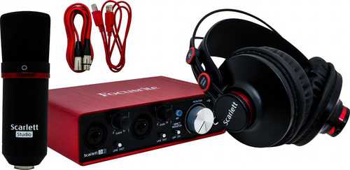 Focusrite Scarlett Solo Studio Interface + Fone + Mic Cor Vermelho